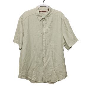 Perry Ellis Shirt Mens 2XLT Linen Blend Button Up Short Sleeves Beach Green